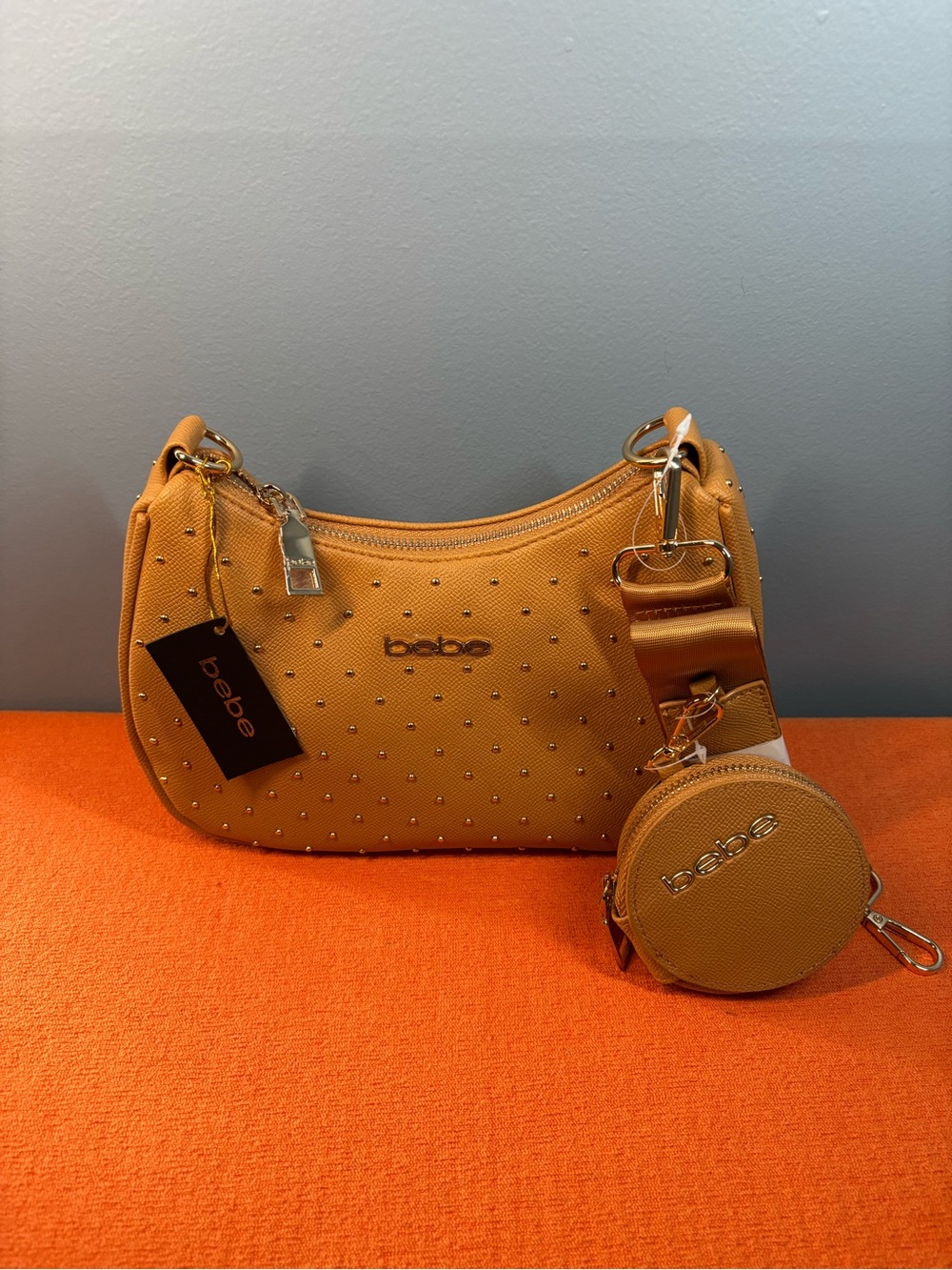 bebe Studded Shoulder Bag with Coin Pouch